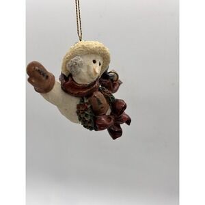 Boyds Bears Folkstone Chilly w Wreath Snowman Ornament 2564 Broken Nose